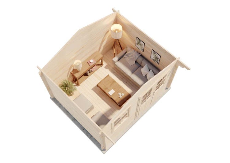 Alpholz Gartenhaus Matti 40 Gartenhaus aus Holz, Holzhaus mit 40 mm Wandstärke Blockbohlenhaus, Naturbelassen 3,6x3m