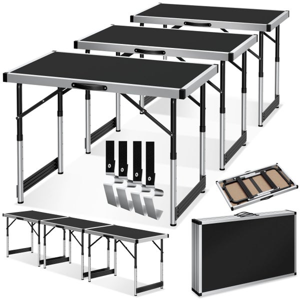 Mehrere Klapptische aus Aluminium mit Tragegriffen