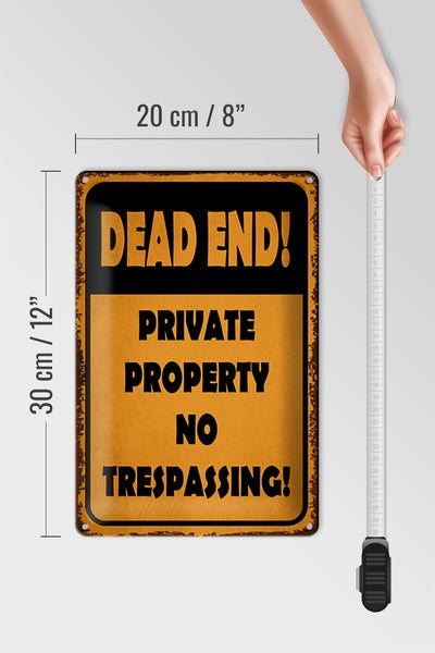 Blechschild Hinweis 20x30cm Dead end private property no