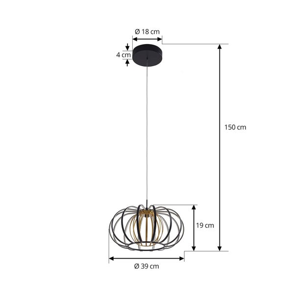 Lucande LED Birger dimmbar (Modern) in Schwarz aus Metall (1 flammig, ) Wohnzimmerleuchte