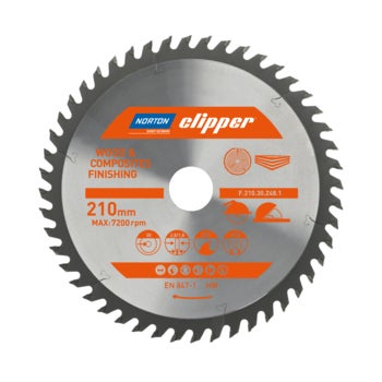 Norton Clipper Kreissägeblatt für Holz und Verbundwerkstoffe mit 210 Millimeter Durchmesser für präzise Schnitte.