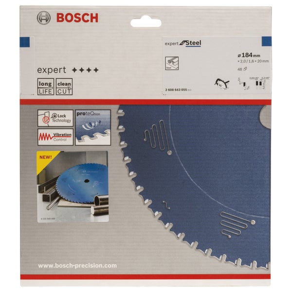 Bosch Logo. Bosch Expert for Steel Sägeblatt, 184 Millimeter Durchmesser.