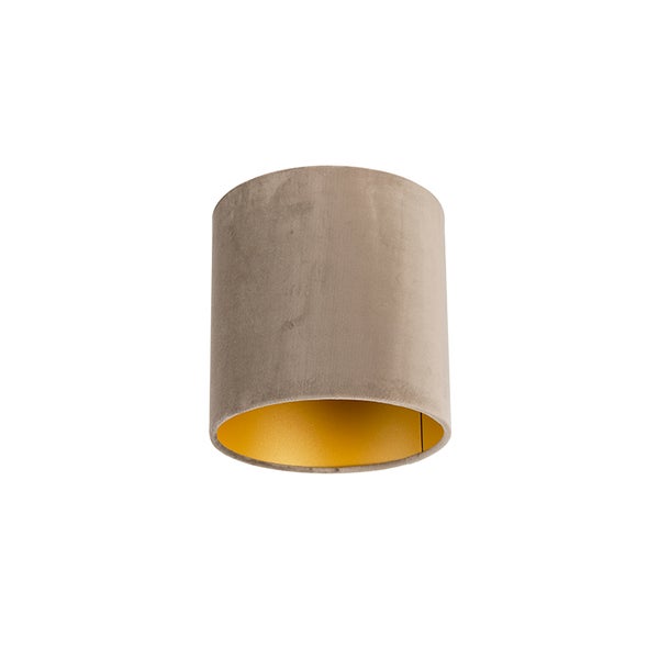 Velour Lampenschirm taupe 20/20/20 mit goldener Innenseite
