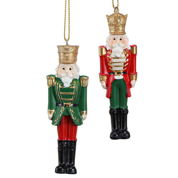 Zwei Nussknacker-Figuren als Weihnachtsbaumschmuck