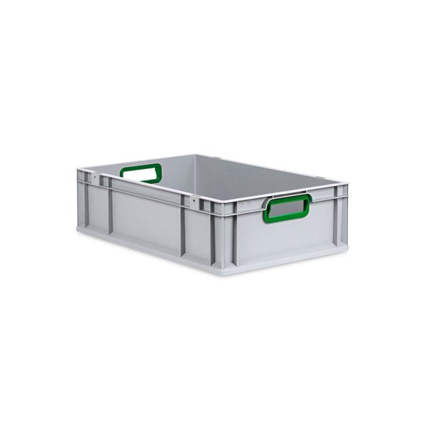 PROREGAL Spar Set 5x Eurobox Nextgen Color Mit Auflagedeckel & Schiebeschnappverschlüsse HxBxT 17 x 40 x 60 cm Griffe Grün Offen Glatter Boden