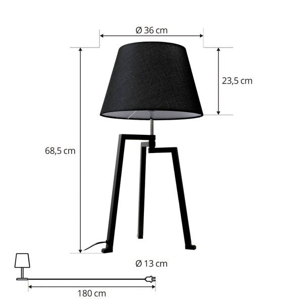 Stehlampe mit den Maßen 68,5 cm Höhe, 36 cm Durchmesser Lampenschirm und 13 cm Durchmesser Lampenfuß