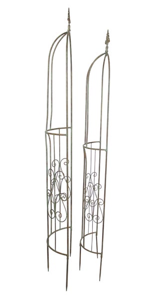 FRANK FLECHTWAREN | Rankturm Lilie, 2er Set, halbrund, METALL, 25 x 12 x 137 cm, 33 x 14 x 146 cm