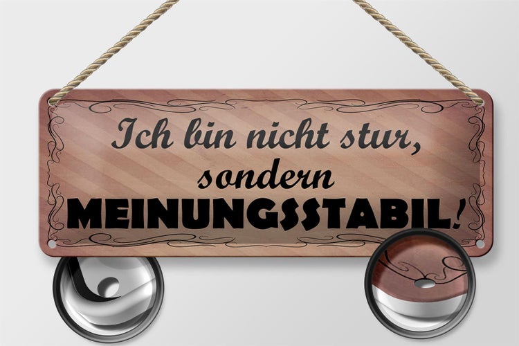 Blechschild Spruch 27x10cm bin nicht stur meinungsstabil Dekoration
