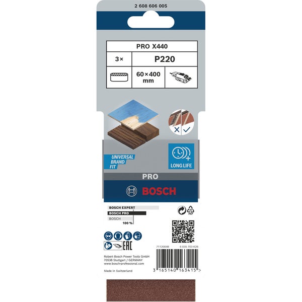 Bosch PRO X440 Schleifband 60 x 400 mm 240 - 2608606005