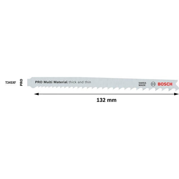 Bosch PRO Multi Material thick and thin T345XF Stichsägeblatt 132 mm 100-tlg. - 2608634486