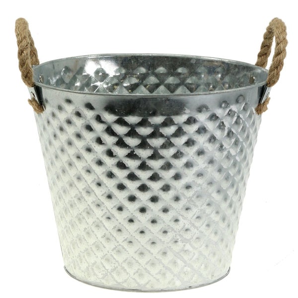 Dekorativer Metalleimer mit Seilgriffen