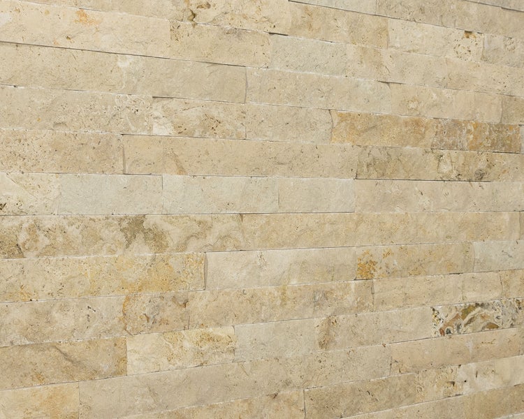 Wohnrausch Wandverblender Naturstein Travertin Splitface RUSTIC 5 cm hoch, 1 qm, beige, gelb, gold