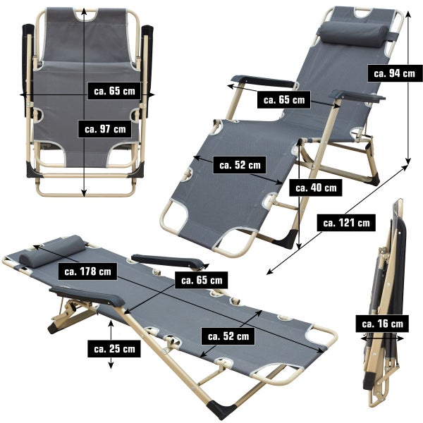 AMANKA 2er Set: 178x65 Relaxliege Garten Liegestuhl Klappbar - Gartenstuhl mit Liegefunktion - Sonnenliege Faltbar - Campingliege Leicht - Gartenliege Wetterfest Strandliege Relaxsessel Outdoor Liege