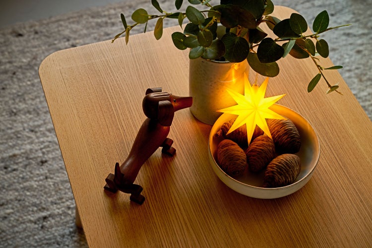 Sterntaler Dekostern | Weihnachtsstern Kunststoff | 9-Zacker Stern | mit Timer | 11,5cm | Innen | LED | Batterie