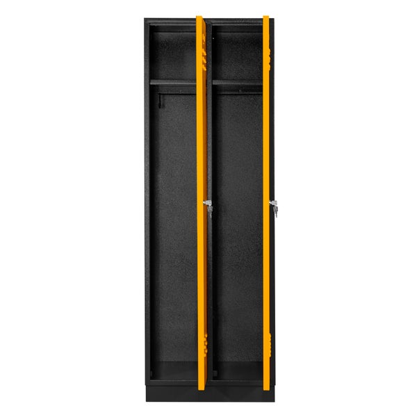 PROREGAL Garderobenschrank Ermine mit 2 Türen | HxBxT 178x60x50cm | Anthrazitgrau/Gelb | Spind, Aufbewahrungsspind, Arbeitsschrank