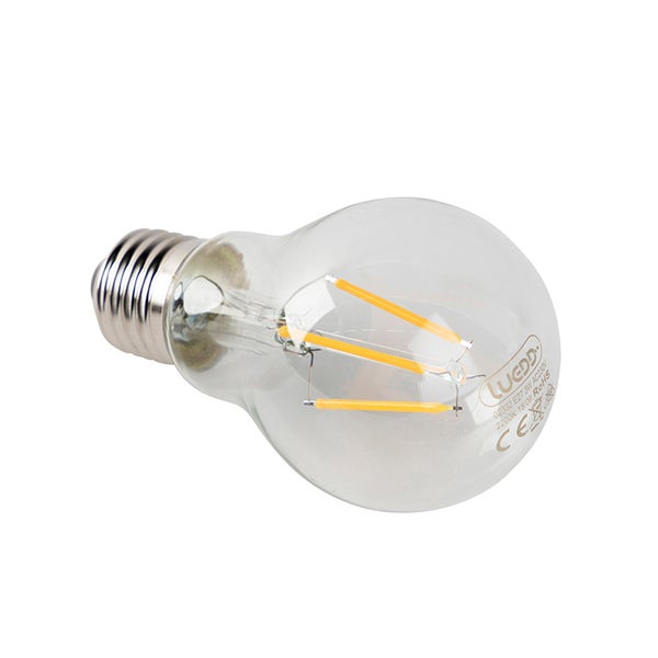 Transparente E27 LED Filament Glühbirne von Luedd mit 3 Watt.