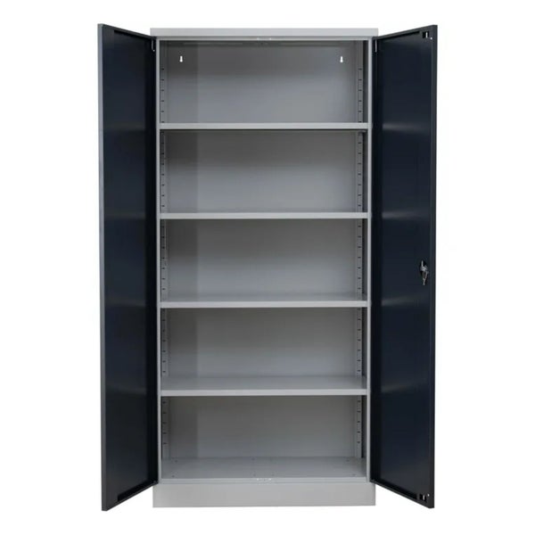 PROREGAL Stahlschrank Bee 4 Fachböden HxBxT 195 x 92 x 42 cm Pulverbeschichtetes Fachbodenmaterial Grau & Anthrazit