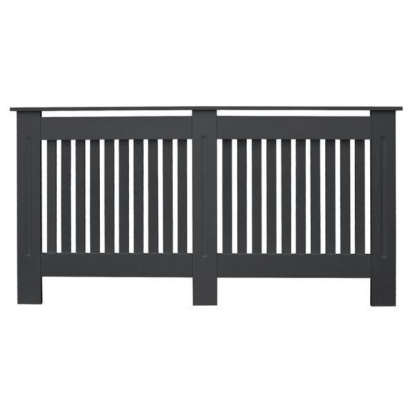 ECD Germany Heizkörperverkleidung Landhausstil 152x19x82cm Anthrazit aus MDF lackiert für Schlafzimmer Wohnzimmer Heizungsverkleidung Heizkörperabdeckung Heizungsabdeckung Heizung Heizkörper Abdeckung