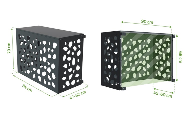 Abmessungen der Klimaanlagenverkleidung im Überblick