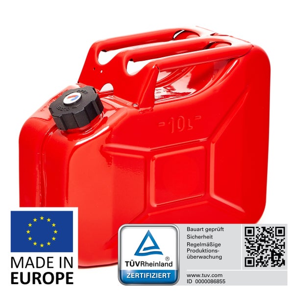 Kopie von Oxid7 by BW Kraftstoffkanister Metall Benzinkanister mit Schraubverschluss 10 Liter - Rot - RAL 3000 #1