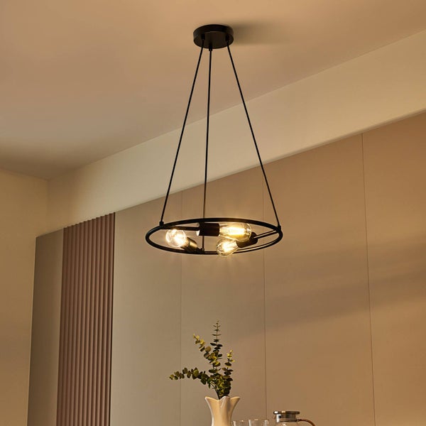 Lucande Pendelleuchte Linnard (Design, Modern) in Schwarz aus Metall (3 flammig E27) - Design-Hängeleuchte Esstischlampe Hängelampe Hängeleuchte Wohnzimmerleuchte