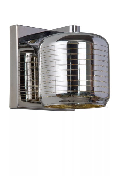 Wandleuchte aus Metall mit horizontalen Zierlinien