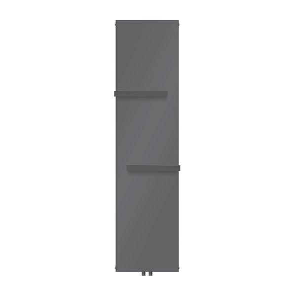 LuxeBath Badheizkörper 1800x452 mm Anthrazit + 2x Handtuchhalter, Flach Einlagig Design Heizkörper Mittelanschluss Vertikal Planheizkörper Vertikalheizkörper Paneelheizkörper Flachheizkörper Heizwand