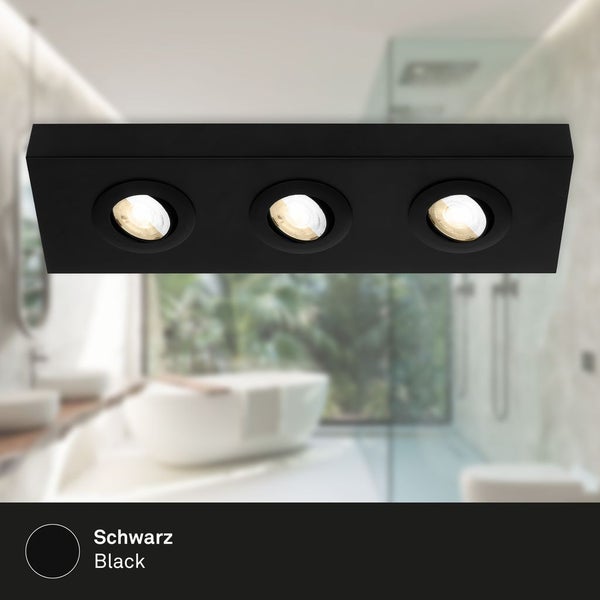 CTS LED ceiling light, black, 3xLED-platine/4W