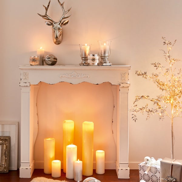 FRANK FLECHTWAREN | Kaminkonsole Shabby, HOLZ, 98 x 25 x 96 cm