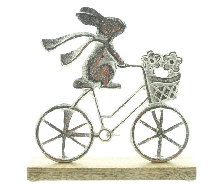 FRANK FLECHTWAREN|Hasendeko Spritztour, 20 x 4 x 20,5 cm, ALUMINIUM, MANGOHOLZ