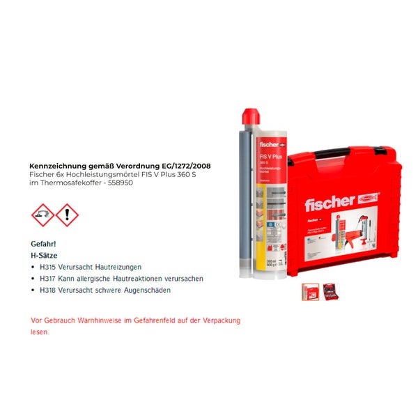 Fischer FIS V Plus 360 S Hochleistungsmörtel im Thermosafekoffer