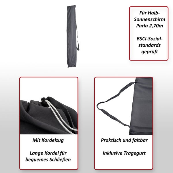 Schutzhülle für Halbsonnenschirm Parla 2,70 Meter mit Kordelzug und Tragegurt