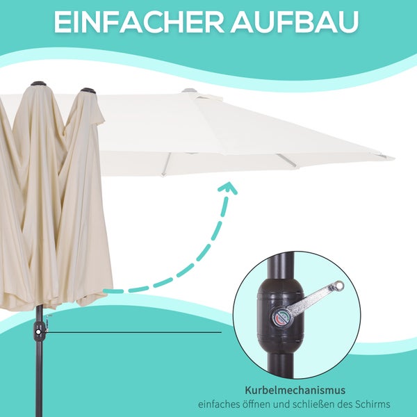Outsunny Sonnenschirm, L455 x B270 x H240 cm, Stahl, Polyester, ABS, beige