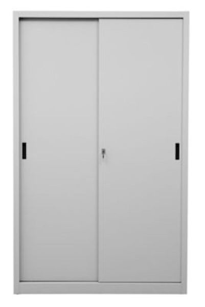 PROREGAL Schiebetürenschrank Mammut 5 Ordnerhöhen Metalltüren HxBxT 195 x 120 x 45 cm Grau