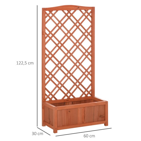 Outsunny Hochbeet Blumenständer Garten Pflanzkasten mit Rankgitter Holz Rankkasten Gelb 60 x 30 x 122,5 cm
