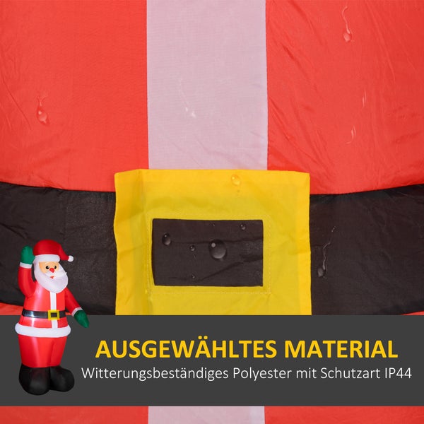 Outsunny Aufblasbar Weihnachtsdeko, 1,84 m Weihnachtsmann mit LED-Beleuchtung, Gartendeko, Selbstaufblasende Weihnachtsbeleuchtung für Innen- und Außenbereich