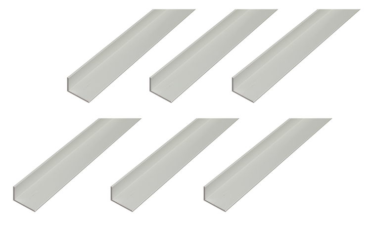 Set aus sechs Aluminium Winkelprofilen zur Verwendung im Heimwerkerbereich
