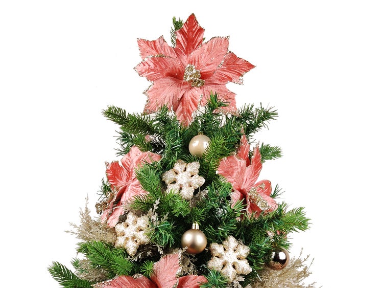LAALU Geschmückter künstlicher Weihnachtsbaum POMPÉ FLAKE 60 cm mit LED-BELEUCHTUNG IM TOPF