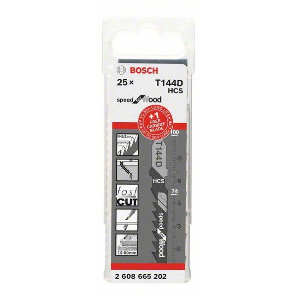Bosch Stichsägeblatt-Set: T 144 D + 1 EXPERT 'Hardwood Fast' T 144 DHM , 25-tlg. - 2608665202