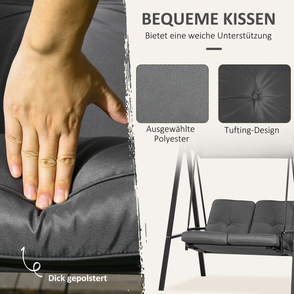 Gepolsterte Schaukelbank mit Polyesterkissen und Tufting-Design für bequemes Sitzen