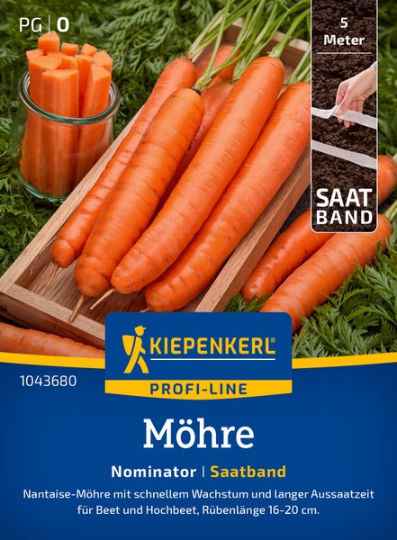 Saatband Möhre Nominator von Kiepenkerl für schnelles Wachstum mit 5 Meter Länge zur Aussaat im Gartenbeet oder Hochbeet.