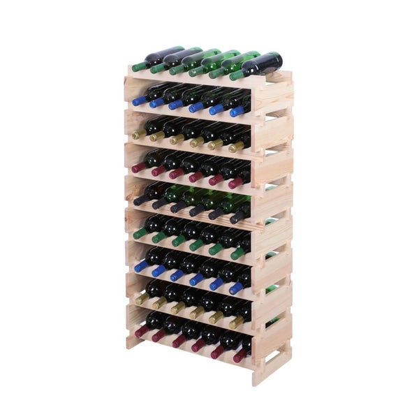 Weinregal VINOTECA FLEX PRO HxBxT 121x65x28cm 54 Flaschen auf 9 Ebenen Massives Kiefernholz Natur unbehandelt