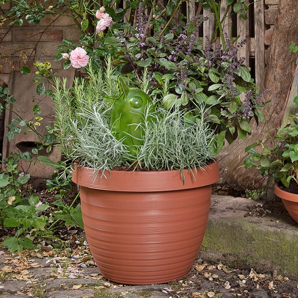 Scheurich 3er Set Blumentöpfe Country Star 40 mit Untersetzern, rund,  aus Kunststoff Farbe: Terracotta, 39 cm Durchmesser, 30 cm hoch, 21,5 l Vol.