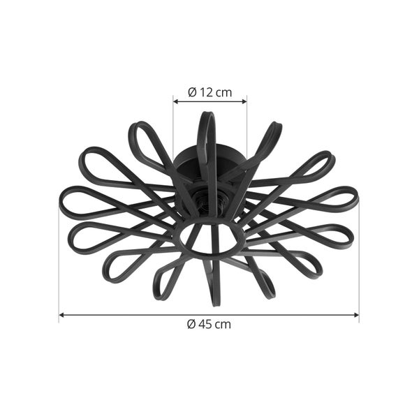 Lindby Deckenlampe Kaelen (Landhaus, Vintage Rustikal) in Schwarz aus Metall (1 flammig E27) - Deckenleuchte Lampe Wohnzimmerleuchte