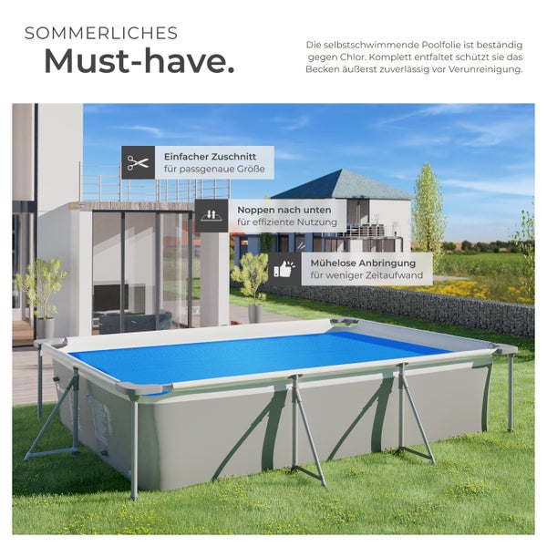 Pool mit Poolabdeckung im Garten