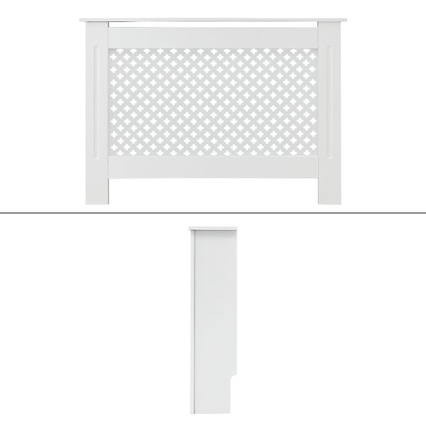 ECD Germany Heizkörperverkleidung mit Wabenmuster 112x19x82 cm Weiß aus MDF lackiert für Schlafzimmer Wohnzimmer Heizungsverkleidung Heizkörperabdeckung Heizungsabdeckung Heizung Heizkörper Abdeckung