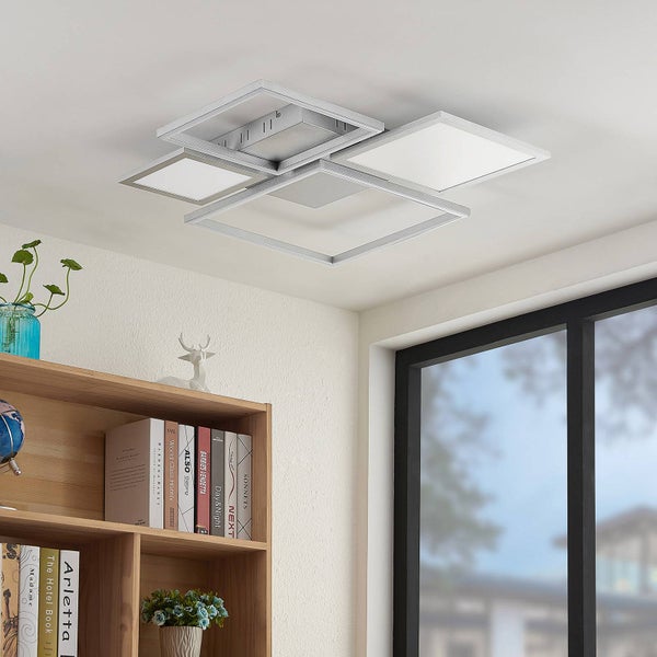 Lucande LED Deckenleuchte Narumi dimmbar mit Leselampe (Modern) in Weiß aus Metall (1 flammig, ) - Lampe Deckenlampe Wohnzimmerleuchte