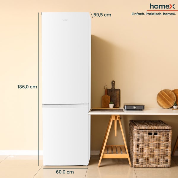 homeX Kühlschrank mit Gefrierfach Kühl-Gefrierkombination freistehend groß 315 Liter Super-Frost-Funktion weiß