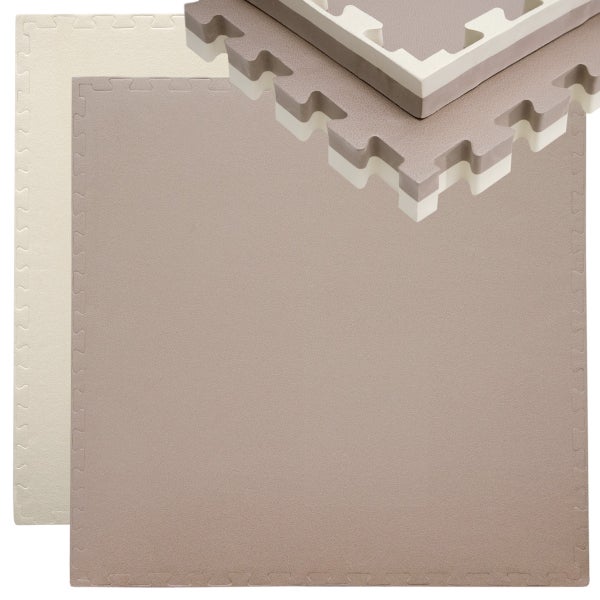 40mm Trainingsmatte mit Rand - 90x90cm Bodenschutz-Matte Beige Braun