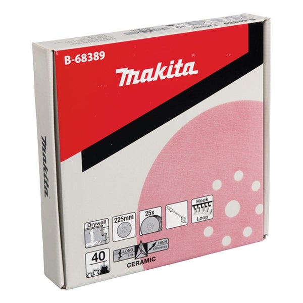 Makita Schleifscheiben, Körnung 40, Durchmesser 225 mm, geeignet für Trockenbauarbeiten, 25 Stück